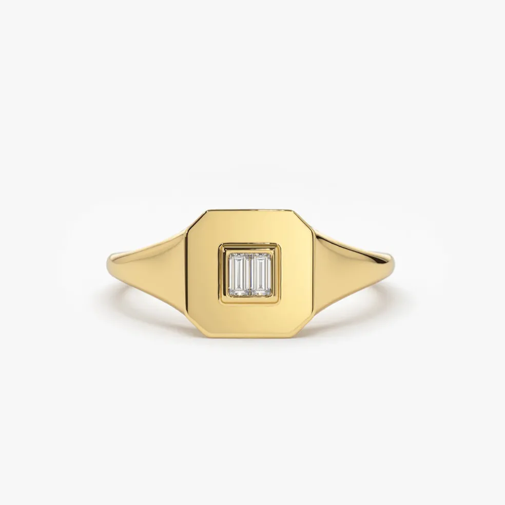 14k Baguette Diamond Pinky Ring