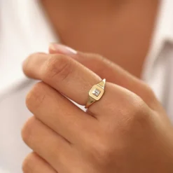 14k Baguette Diamond Pinky Ring