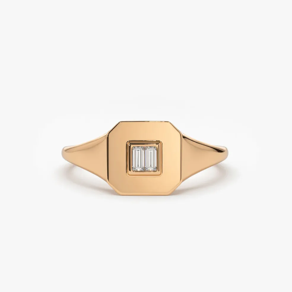14k Baguette Diamond Pinky Ring