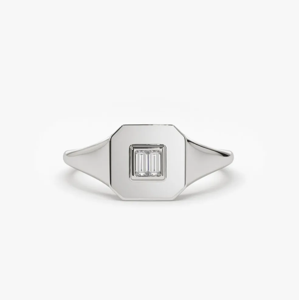 14k Baguette Diamond Pinky Ring