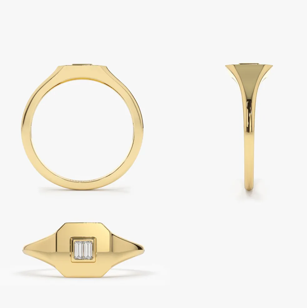 14k Baguette Diamond Pinky Ring