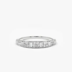 14k Baguette Diamond Stacking Ring
