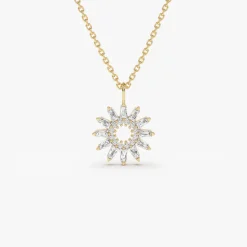 14k Baguette Diamond Star Pendant Necklace