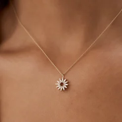 14k Baguette Diamond Star Pendant Necklace