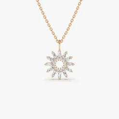14k Baguette Diamond Star Pendant Necklace