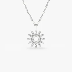 14k Baguette Diamond Star Pendant Necklace