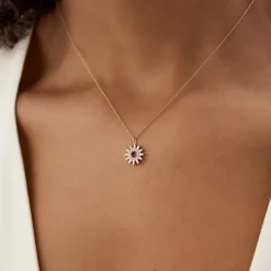 14k Baguette Diamond Star Pendant Necklace