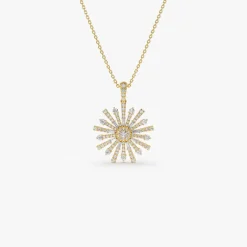 14k Baguette Diamond Unique Necklace