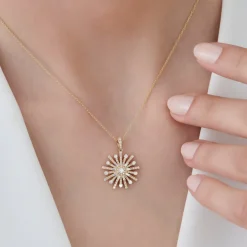 14k Baguette Diamond Unique Necklace
