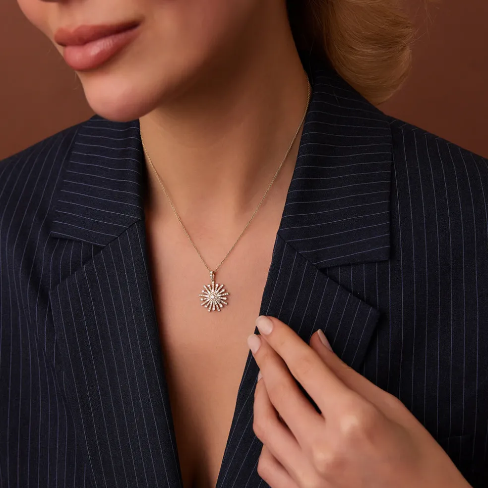 14k Baguette Diamond Unique Necklace