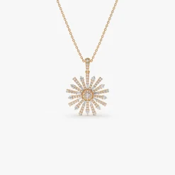 14k Baguette Diamond Unique Necklace