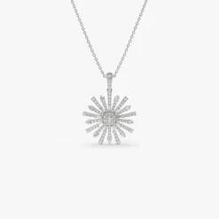 14k Baguette Diamond Unique Necklace