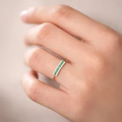 14k Baguette Emerald and Diamonds Ring