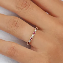 14k Baguette Ruby and Diamond Ring