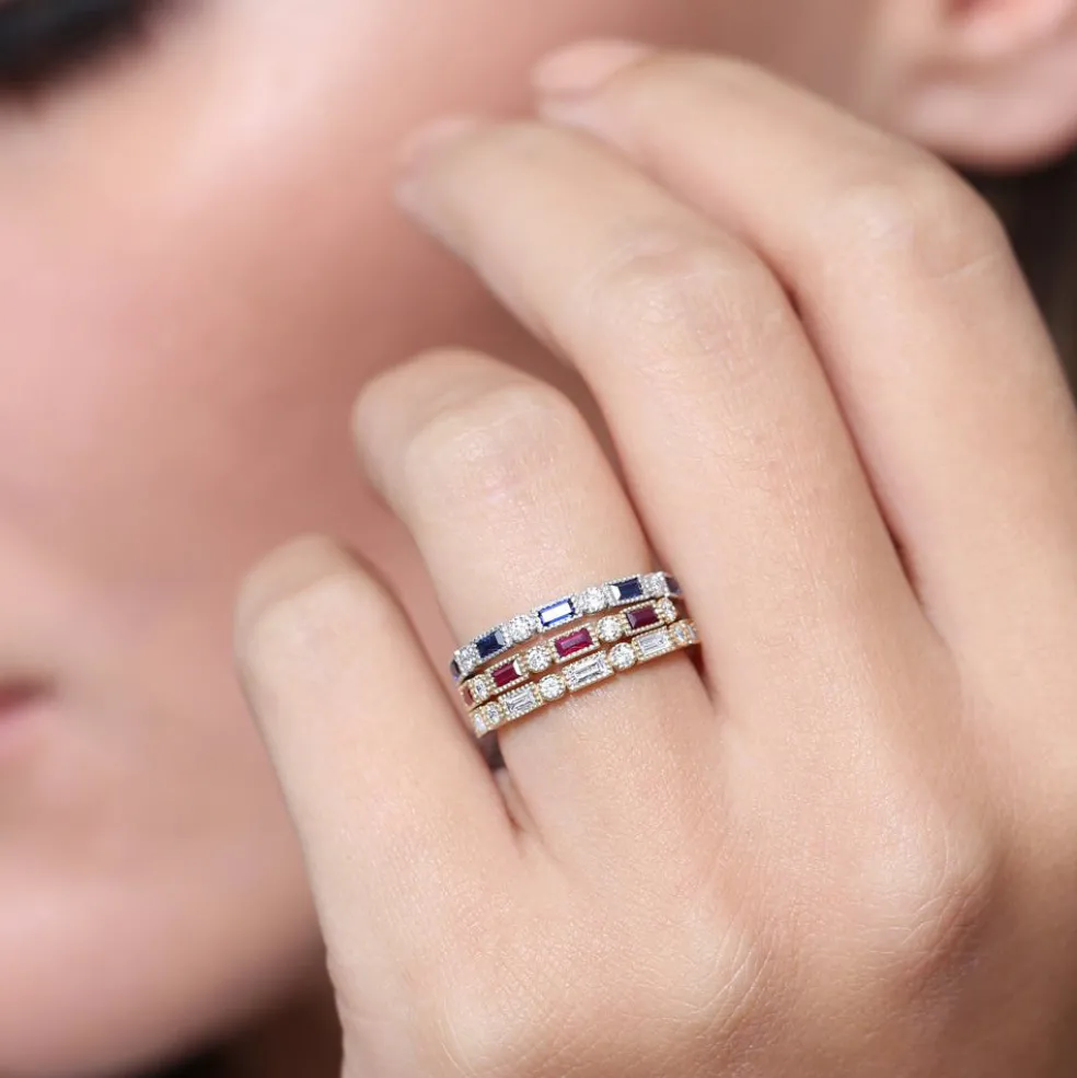 14k Baguette Ruby and Diamond Ring