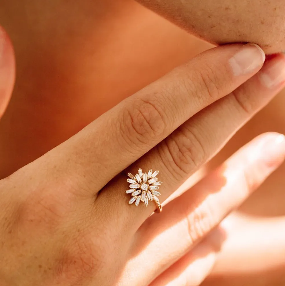 14K Ballerina Baguette Diamond Cluster Ring