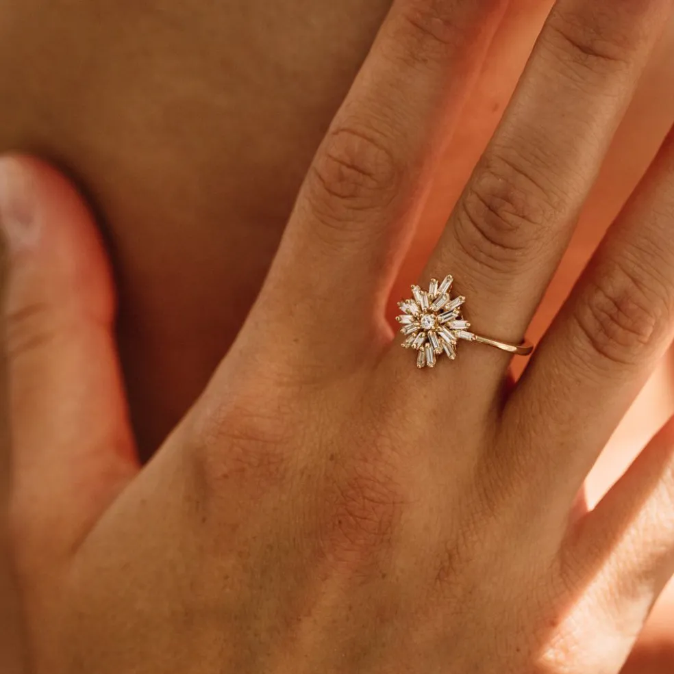 14K Ballerina Baguette Diamond Cluster Ring