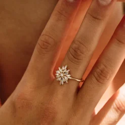14K Ballerina Baguette Diamond Cluster Ring