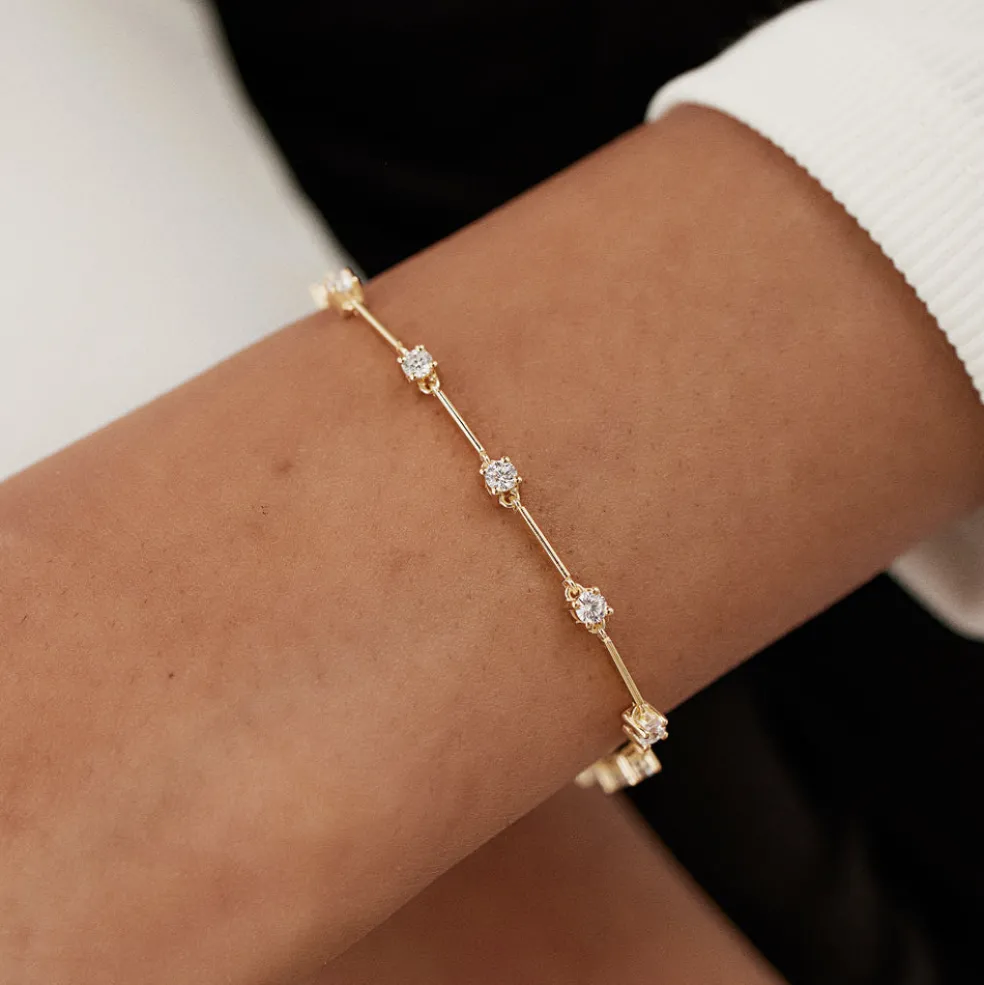 14k Bar and Diamond Infinity Bracelet 0.85 ctw