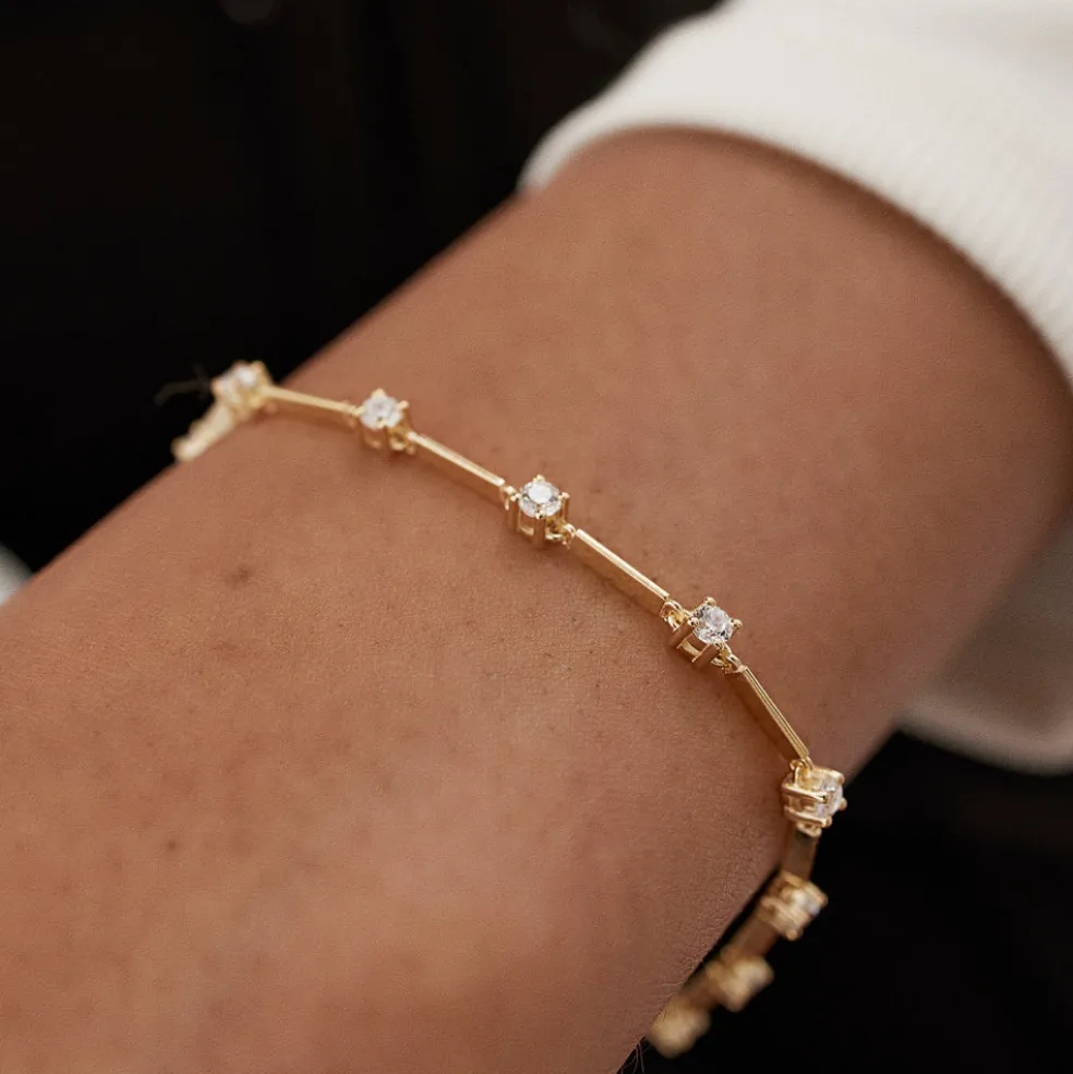 14k Bar and Diamond Infinity Bracelet 0.85 ctw