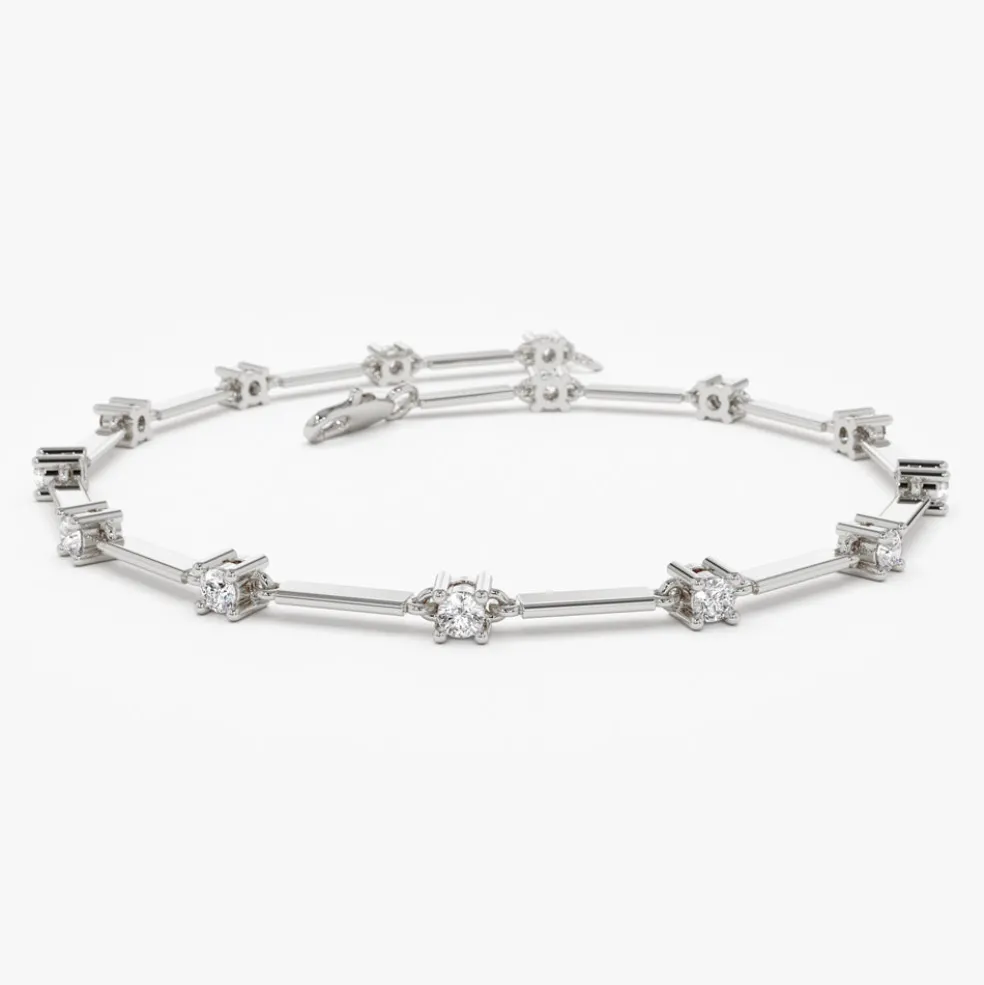 14k Bar and Diamond Infinity Bracelet 0.85 ctw