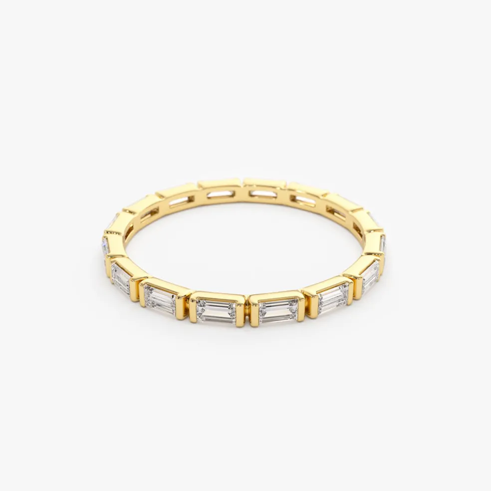 14k Bar Setting Baguette Diamond Eternity Ring