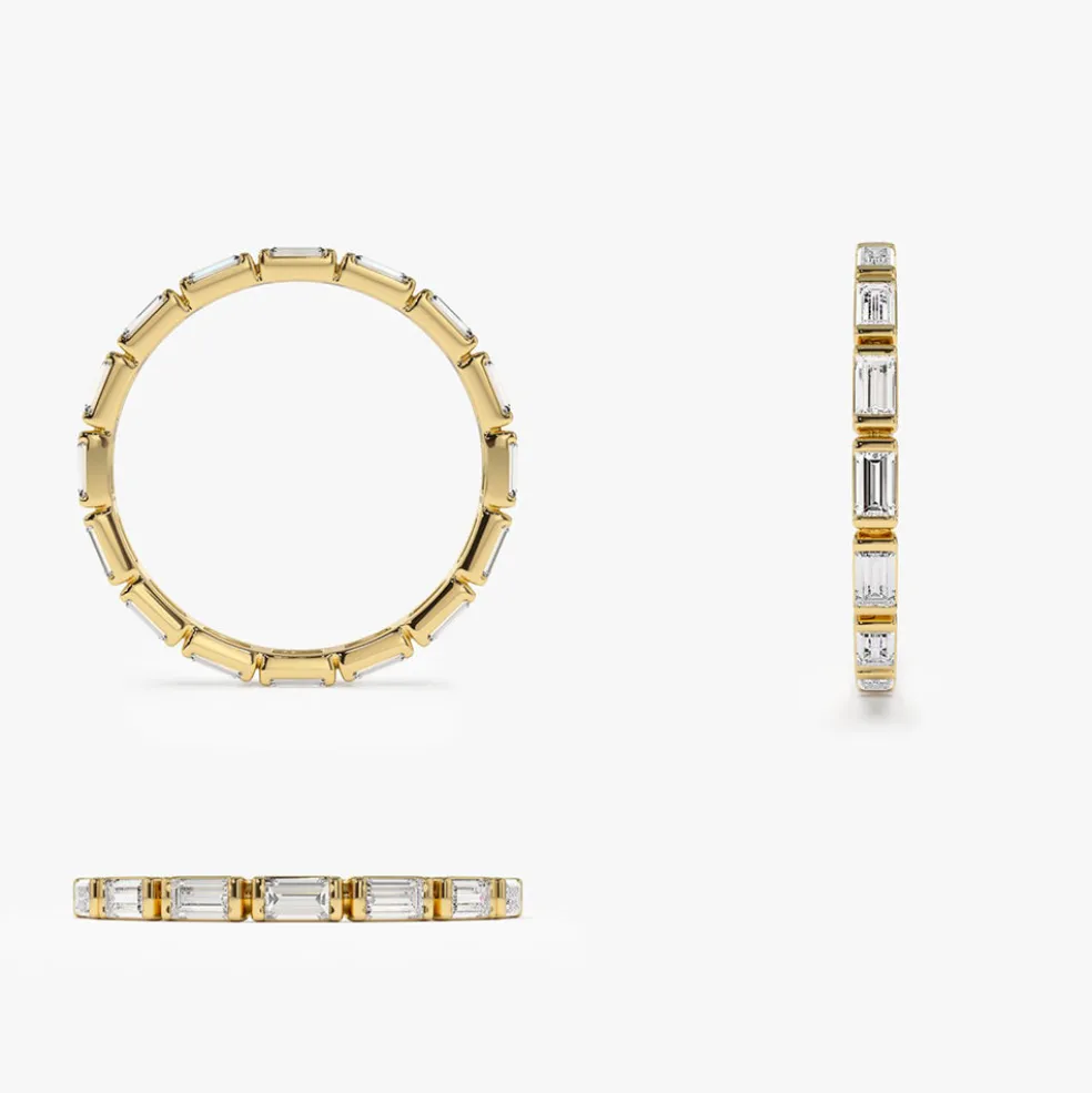 14k Bar Setting Baguette Diamond Eternity Ring