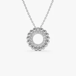 14k Beaded Diamond Circle Necklace