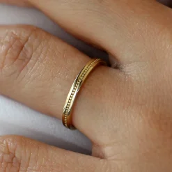 14k Beaded Stacking Gold Wedding Band