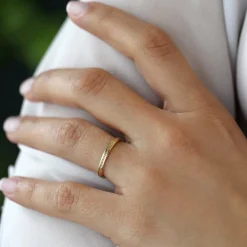 14k Beaded Stacking Gold Wedding Band