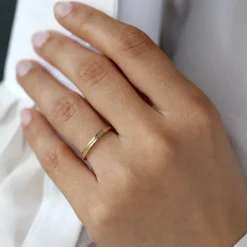 14k Beaded Stacking Gold Wedding Band