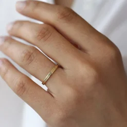 14k Beaded Stacking Gold Wedding Band