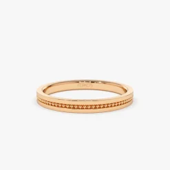 14k Beaded Stacking Gold Wedding Band