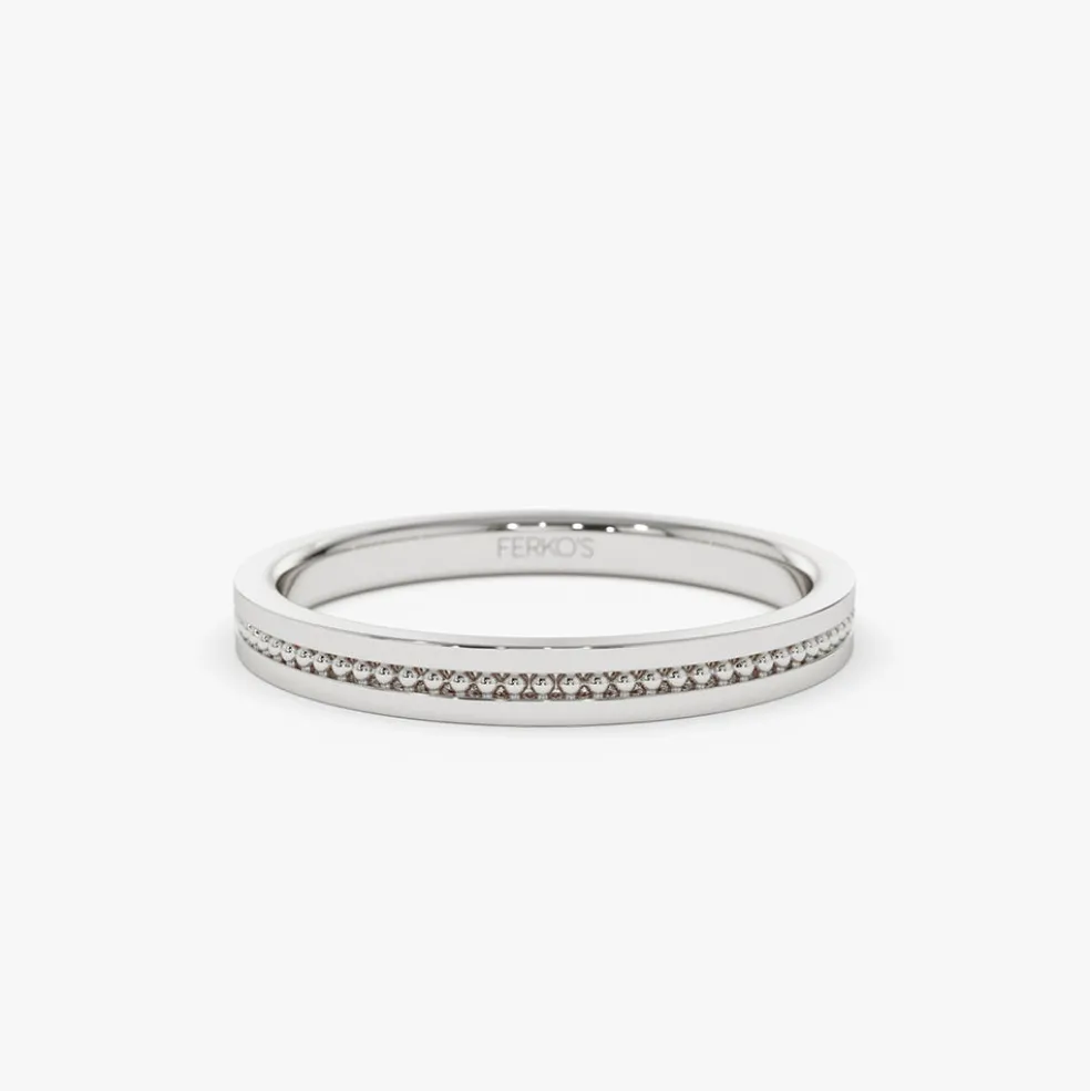 14k Beaded Stacking Gold Wedding Band