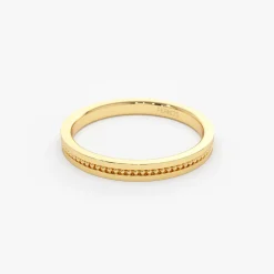 14k Beaded Stacking Gold Wedding Band