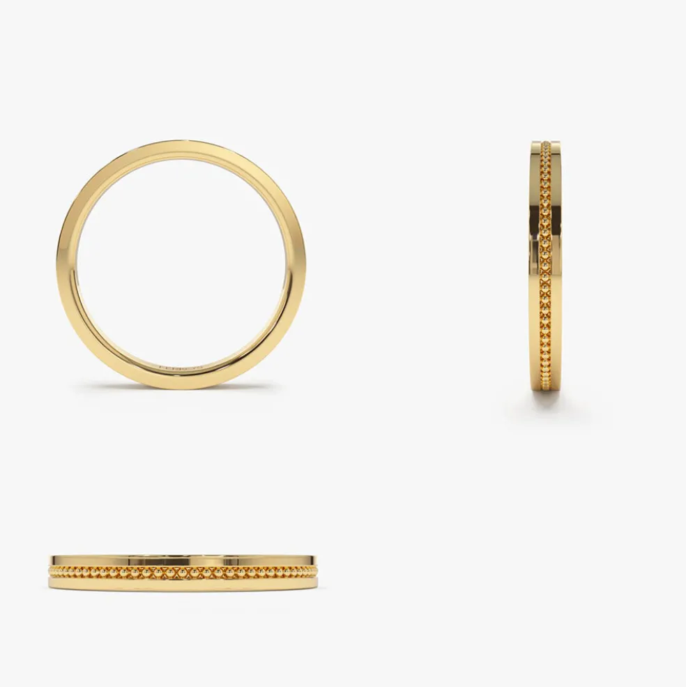 14k Beaded Stacking Gold Wedding Band