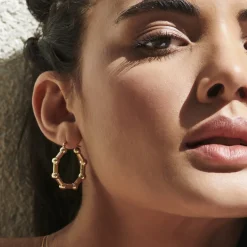 14k Beaded Tube Hoop Earrings