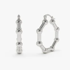 14k Beaded Tube Hoop Earrings