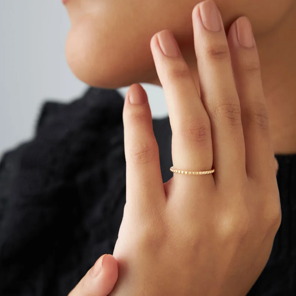 14k Beaded Wedding Band