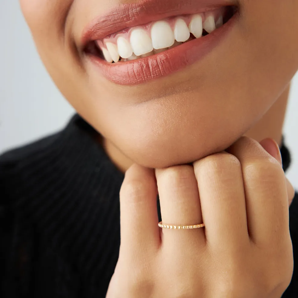14k Beaded Wedding Band