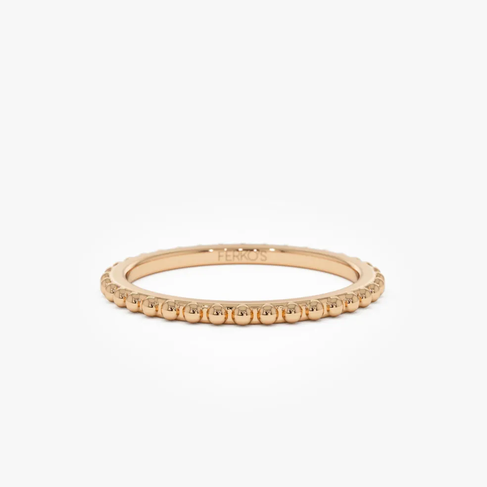 14k Beaded Wedding Band