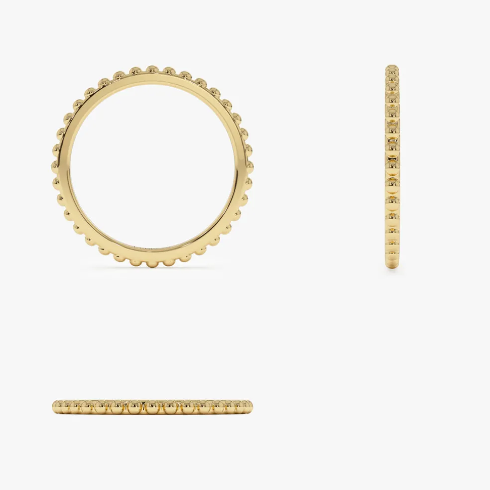 14k Beaded Wedding Band