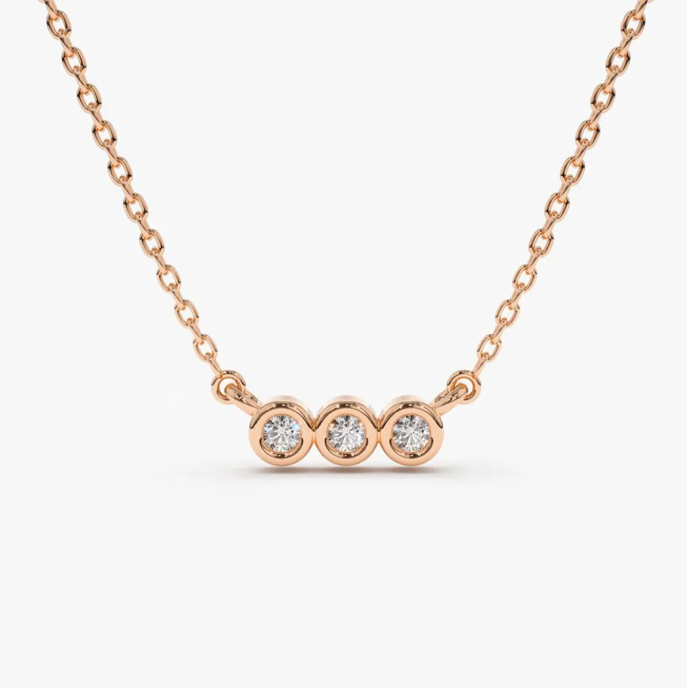 14k Bezel Set Diamond Necklace