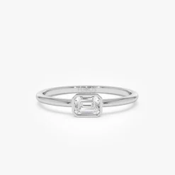14k Bezel Set Emerald Cut Diamond Solitaire Ring