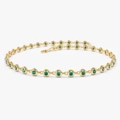 14k Bezel Set Emerald Tennis Bracelet