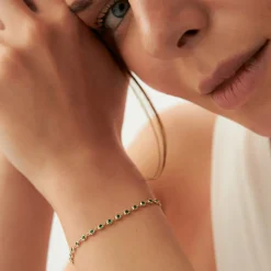 14k Bezel Set Emerald Tennis Bracelet