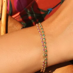 14k Bezel Set Emerald Tennis Bracelet