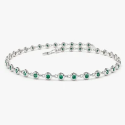 14k Bezel Set Emerald Tennis Bracelet