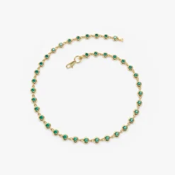 14k Bezel Set Emerald Tennis Bracelet