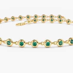 14k Bezel Set Emerald Tennis Bracelet